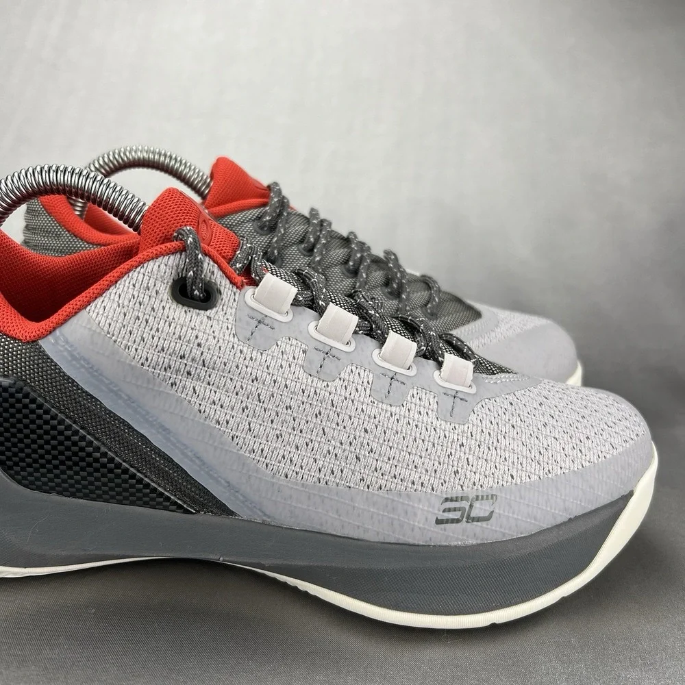 Under Armour Steph Curry Youth Size 6Y Grey/Orange Basketball Shoe 3Z6 Low Kids‎